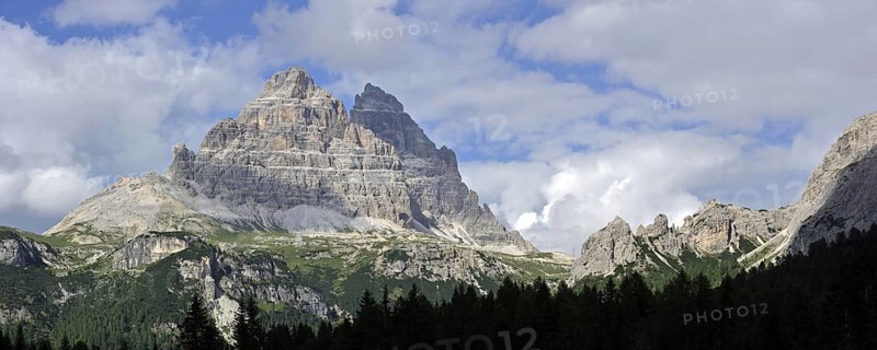 The mountain range Gruppo dei Cadini di Misurina in the Dolomites, Italy, Europe