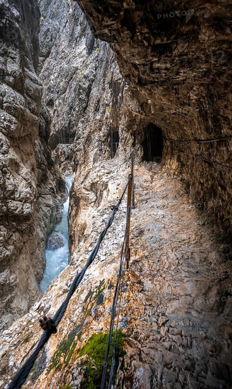 Hiking trail through the Höllentalklamm, near Garmisch-Partenkirchen, Werdenfelser Land, Upper Bavaria, Bavaria, Germany, Europe