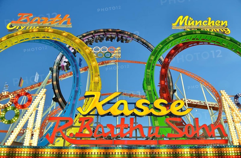 Olympia Looping, five looping roller coaster, Oktoberfest, Munich, Upper Bavaria, Bavaria, Germany, Europe