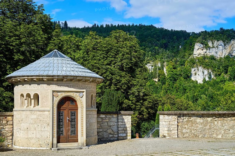 Haber family burial ground on the forecourt of the monastery church of the Archabbey of St. Martin of the Benedictine monastery at Beuron in the Upper Danube Valley near Sigmaringen, Baden-Württemberg, Germany, Europe