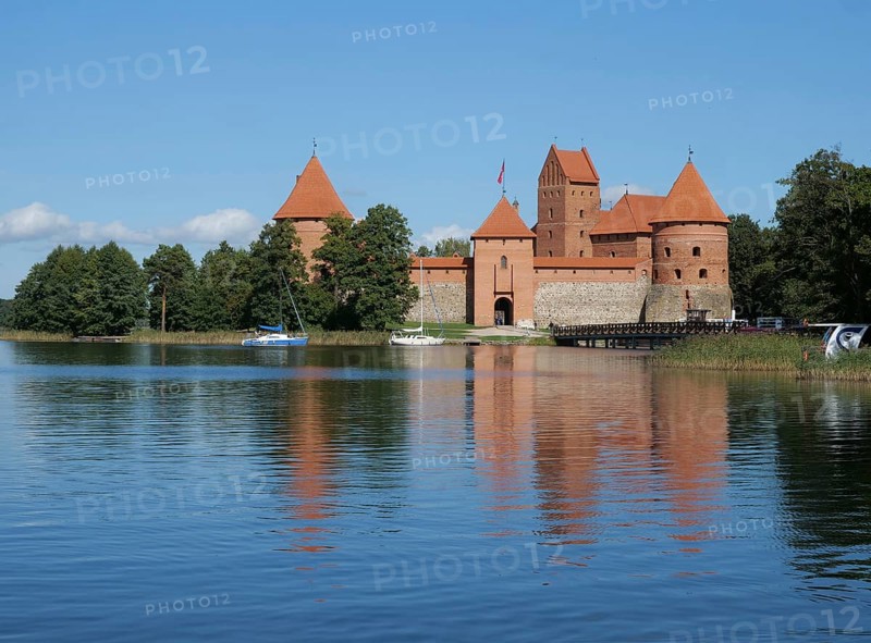 The Trakai Water Castle in Lake Galve. The complex is one of the most famous sights in Lithuania and is used as a museum, Trakai, Vilnius, Lithuania, Europe