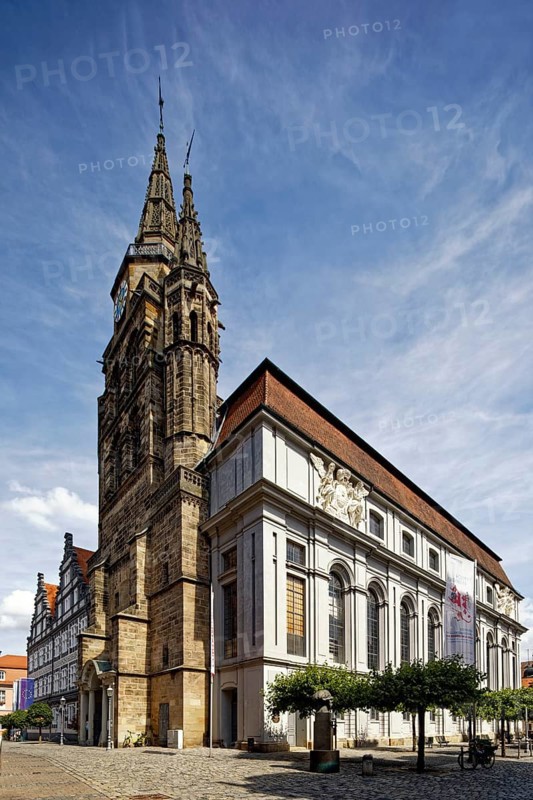 Montgelasplatz, Collegiate Church, Evangelical Lutheran Parish Church of St. Gumbertus, landmark and oldest architectural monument of Ansbach, Middle Franconia, Franconia, Bavaria, Germany, Europe