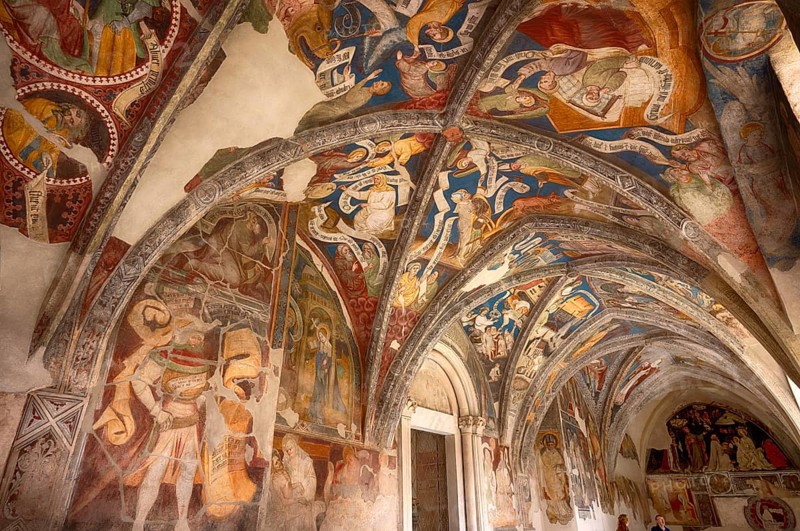 Frescoes in the cloister, Cathedral of the Assumption of Mary and St. Cassian, Bressanone Cathedral, Bressanone, South Tyrol, Trentino, Italy, Europe
