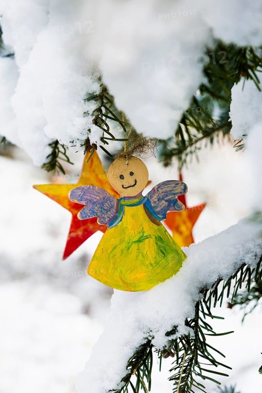 Snowy angel figures, Glottertal, Black Forest, Baden-Württemberg, Germany, Europe