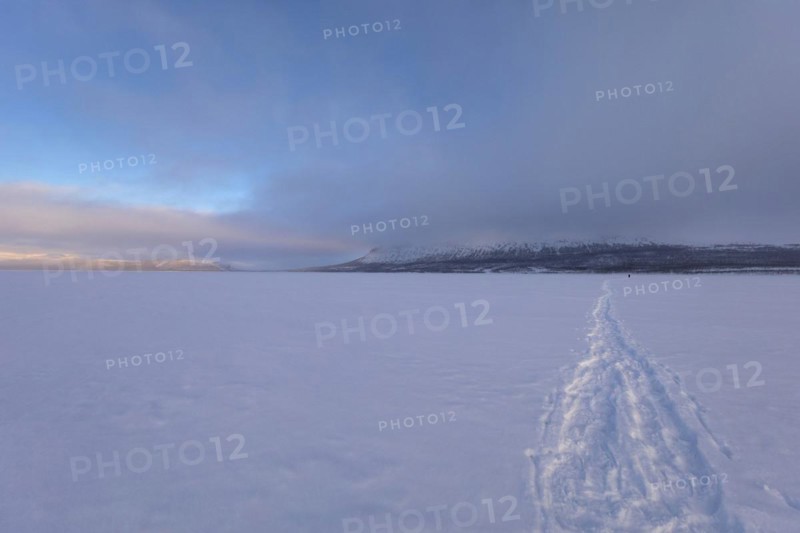 Snowshoe Hike on Lake Kilpisjärvi in the Mog Fog at -27°C, Kilpisjärvi, Enontekiö, Finland, Europe