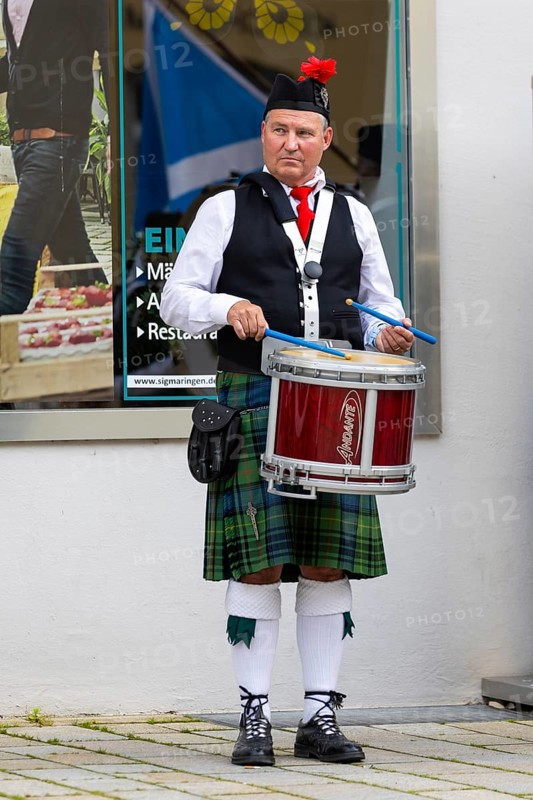 Bagpiper, musician, music concert, kilt, Sigmaringen, Baden-Württemberg, Germany, Europe