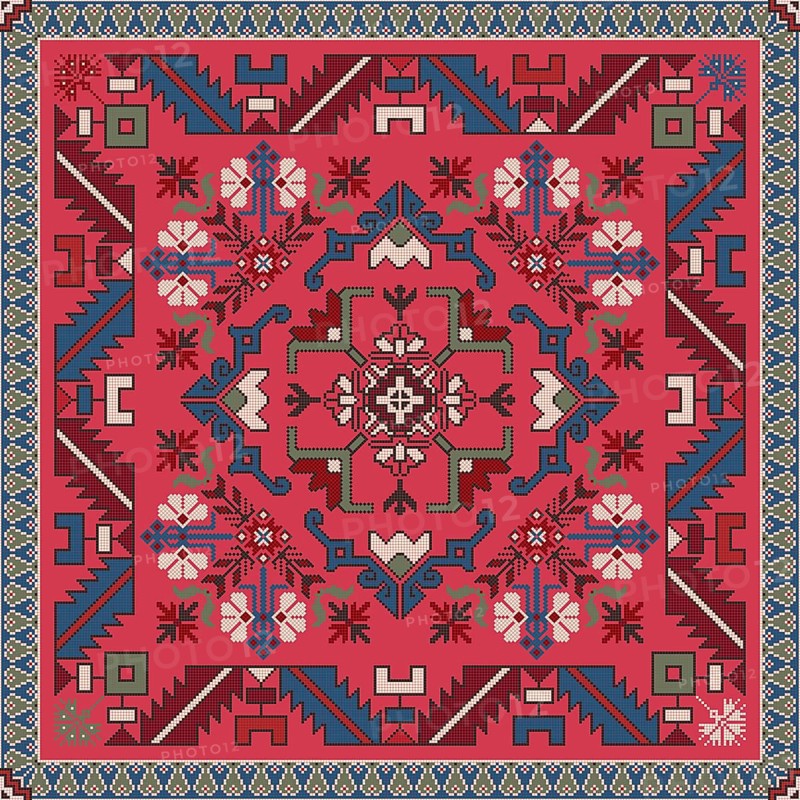 Traditional Georgian folk art embroidery vector pattern