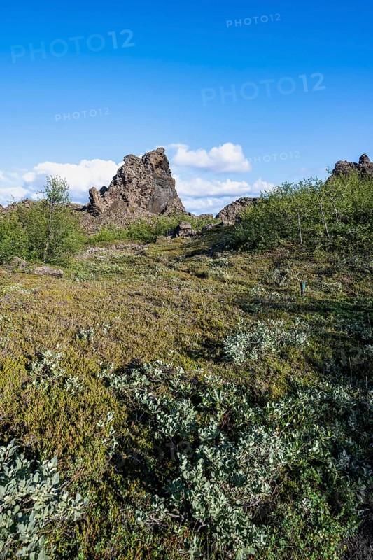 Volcanic rock formations, Krafla volcanic landscape, Dimmuborgir lava fields, Mývatn, Iceland, Iceland, Europe