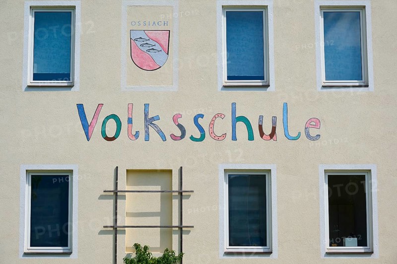School, facade, window, Ossiach, Lake Ossiach, Carinthia, Austria, Europe