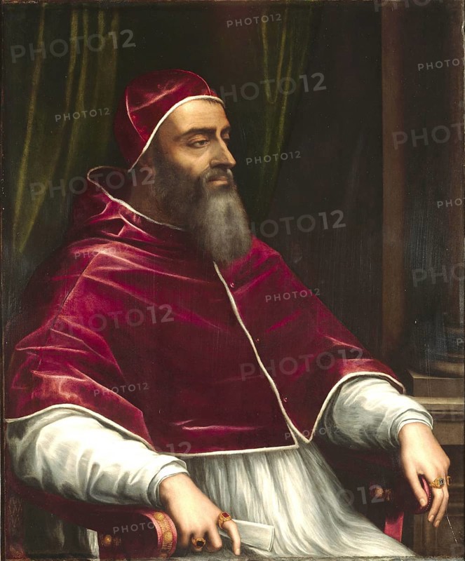 Clement VII, civilly Giulio de' Medici (26 May 1478 to 25 September 1534) from the Medici family was Pope from 18 November 1523 until his death, Painting by Sebastiano del Piombo, Historic, digitally restored reproduction from an original of the time
