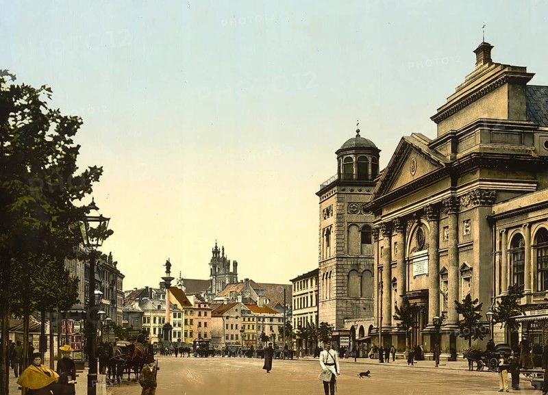 St. Anne's Catholic Church, St. Anne's Church in Warsaw, Poland, c. 1890, Historic, digitally enhanced reproduction of a photochrome print from 1895, Europe