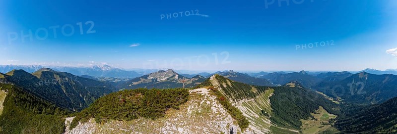 Drone shot, panorama shot, mountain landscape, Gruberhorn with Regenspitz, Osterhorngruppe, Salzkammergut, Land Salzburg, Austria, Europe
