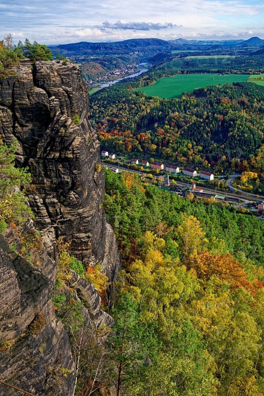 View from the Lilienstein, Saxon Switzerland, Elbe Sandstone Mountains, Saxony, Germany, Europe