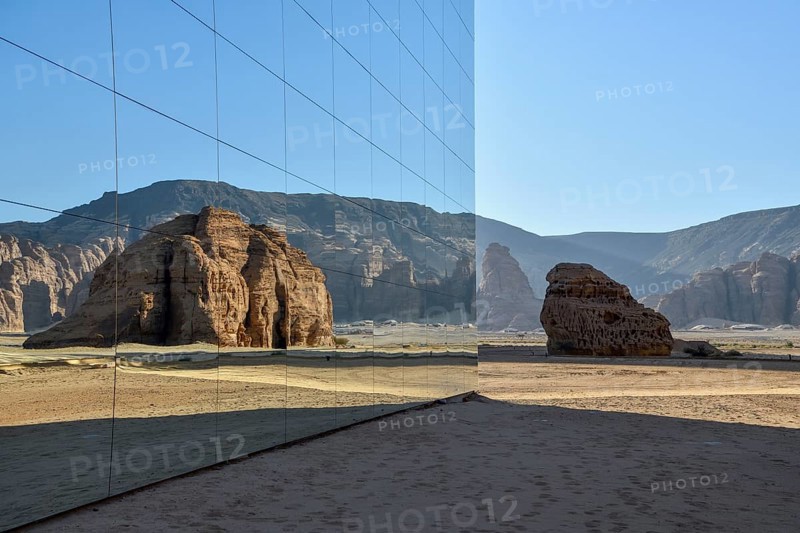 Maraya, mirrored event hall in the middle of the desert, AlUla, Medina Province, Saudi Arabia, Arabian Peninsula, Asia