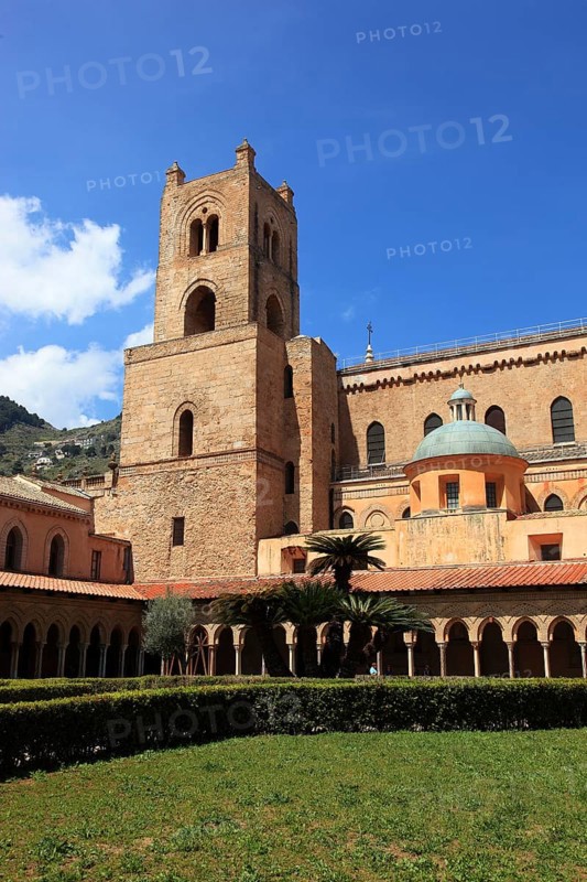 City of Monreale, the cloister of the Cathedral of Santa Maria Nuova, Unesco World Heritage Site, Sicily, Italy, Europe