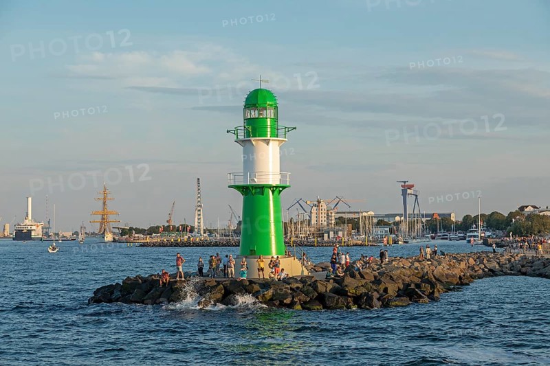 Pier lights at the mouth of the Warnow, Baltic Sea, Lower Warnow, Hanse Sail, Warnemünde, Rostock, Mecklenburg-Western Pomerania, Germany, Europe