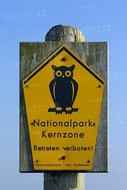 No admittance sign at the Western Pomerania Lagoon Area National Park, Mecklenburg-Western Pomerania, Germany, Europe
