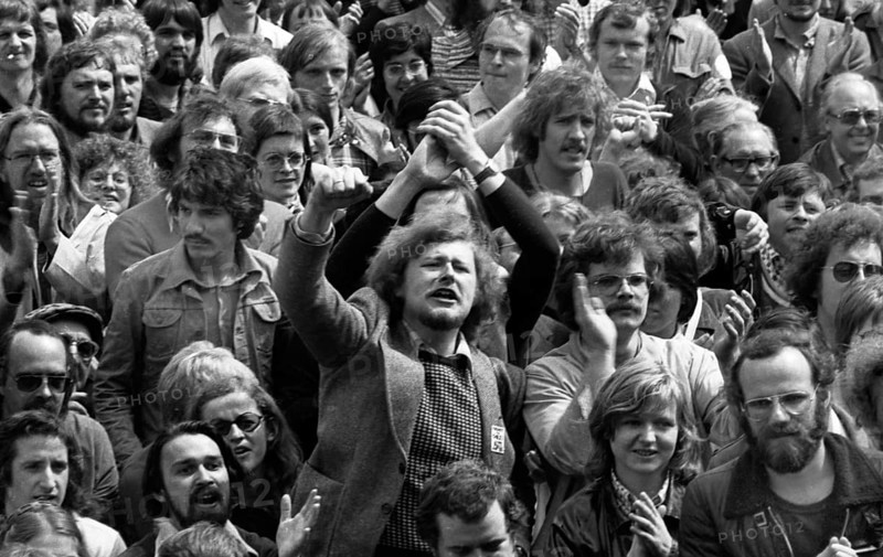 More than 40, 000 people from Germany, Italy, Chile, Spain, Greece and other countries demonstrated together on the occasion of the 30th anniversary of the end of Hitler's fascism on 10 May 1975 in Fr, Germany, Europe