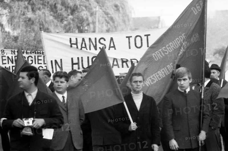 A wave of outrage swept the Ruhr area when the Hansa mine was closed, here during demonstrations in Dortmund-Huckarde, Germany, on 21 October 1967, Europe