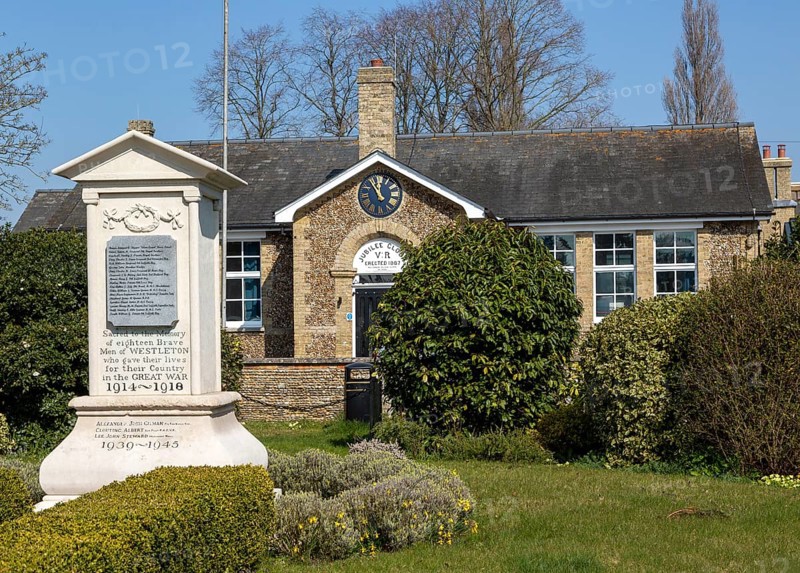 War memorial and village hall former school, Westleton, Suffolk, England, UK