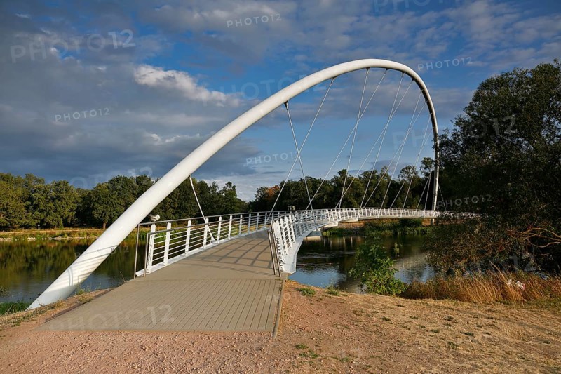 Arched bridge over the Mulde River near Dessau, Middle Elbe Biosphere Reserve, Saxony-Anhalt, Germany, Europe