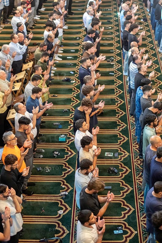 Dearborn, Michigan, Friday prayers at the Islamic Center of America, the largest mosque in North America