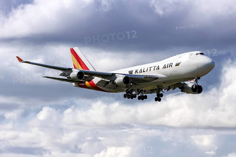 A Boeing 747-400F Kalitta Air aircraft with the registration number N712CK at Miami Airport, USA, North America