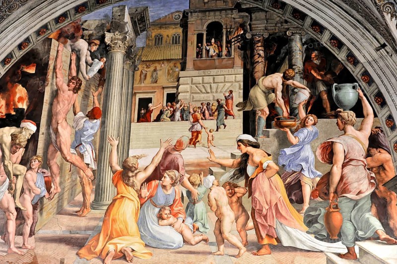 Vatican Museums, Vatican City, Vatican, Rome, Lazio, Italy, Scenes of daily life in antique style with numerous figures in motion, Rome, Lazio, Italy, Europe