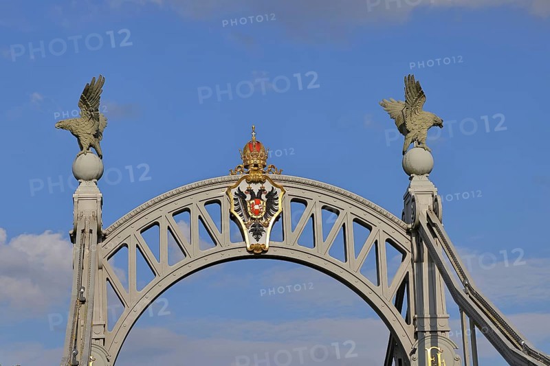 Salzach Bridge, Art Nouveau, over Salzach, pillars from the Austrian side, Laufen an der Salzach, Rupertiwinkel, Upper Bavaria, Bavaria, Germany, Europe