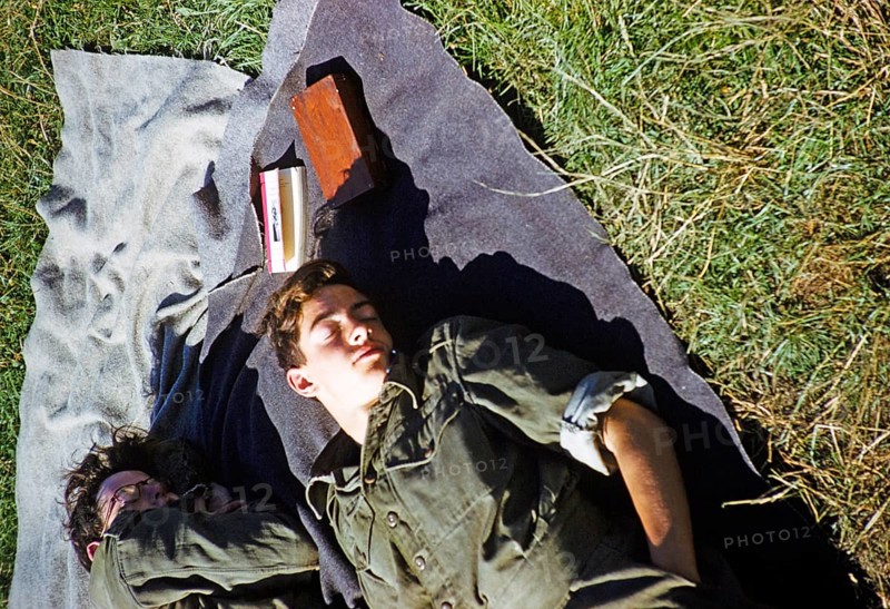 Schoolboys taking part in military exercises as army cadets, South of England, United Kingdom, late 1950s Two boys sleeping on the floor, Europe