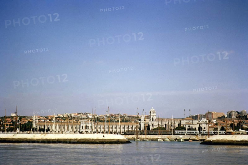 Jeronimos Monastery, Mosteiro dos Jerónimos viewed from River Tagus, Lisbon, Portugal, Europe 1965, Europe