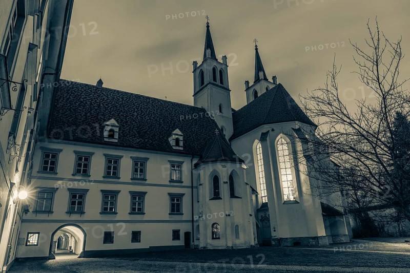 Abbey courtyard of Göß Abbey, former convent of the Benedictine nuns, Leoben, Styria, Austria, Europe