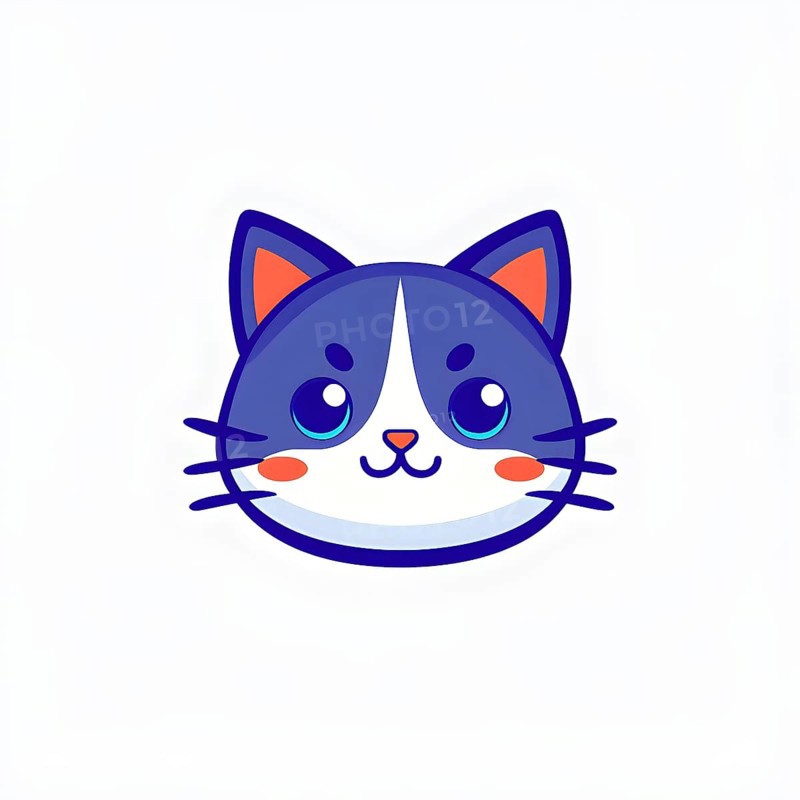A simple cartoon cat with a white background, AI generated