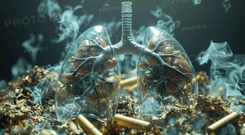 Smoker lungs. Effect of smoking on lungs and respiration. Unhealthy lifestyle., AI generated