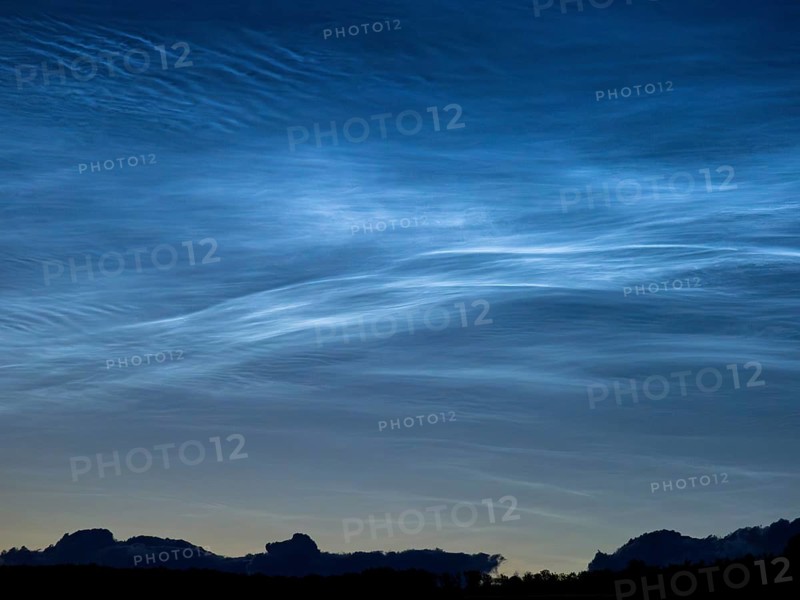 Cloud Formation, with pillow like layers, after summer thunderstorm, at dusk, Hesse, Germany, Europe
