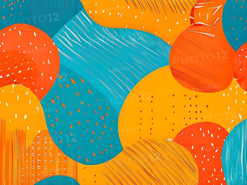 Vibrant patchwork of abstract shapes with pencil texture details, perfect for a variety of creative projects, AI generated