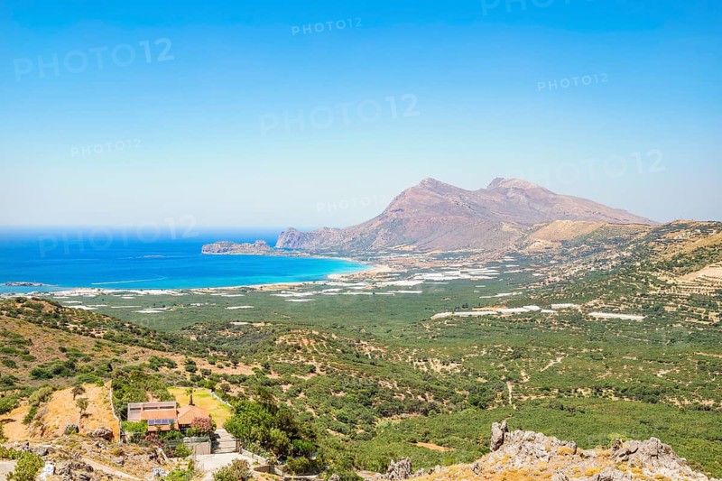 View of Falasarna beach and coastline, Chania, Crete, Greek Islands, Greece, Europe