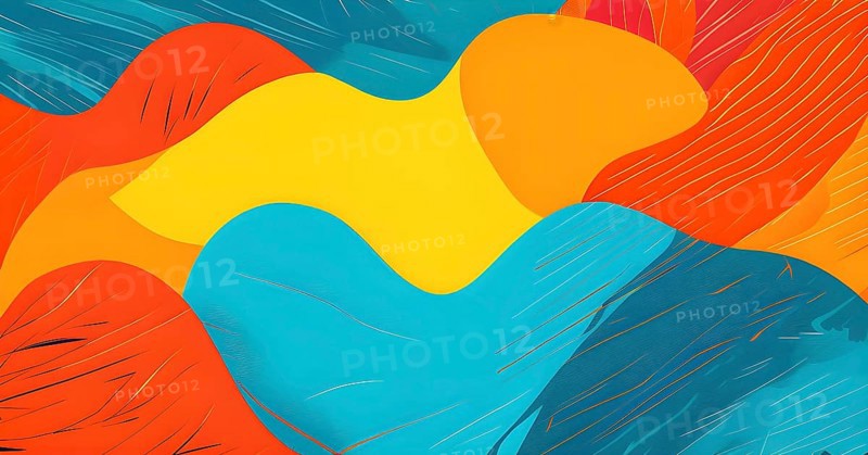 Vibrant patchwork of abstract shapes with pencil texture details, perfect for a variety of creative projects, AI generated