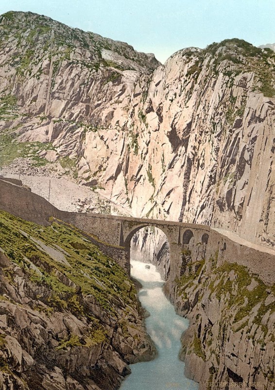 Teufelsbrücke, Andermatt, Switzerland, Historic, digitally restored reproduction from a 19th century original, Record date not stated, Switzerland, Historic, digitally restored reproduction from a 19th century original, Record date not stated, Europe