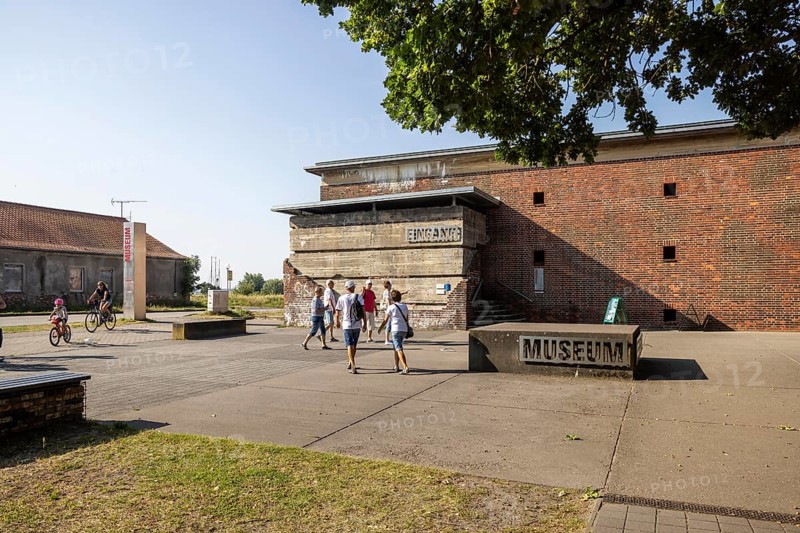 Historical-Technical Museum, Peenemünde memorial landscape, exterior view. National Socialists developed weapons of war at the HVP military testing centre during the World War. Peenemünde is considered the birthplace of space travel. Peenemünde, Usedom Island, Mecklenburg-Western Pomerania, Germany, Europe