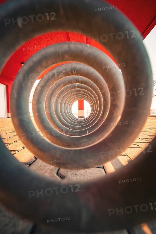Spiral shape in an architectural context, modern design, Althengstett fire station, Calw district, Germany, Europe