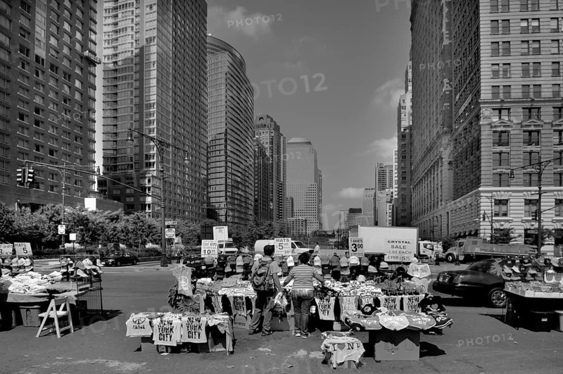 Sales stand for caps and T-shirts Downtown, New York City, USA, North America