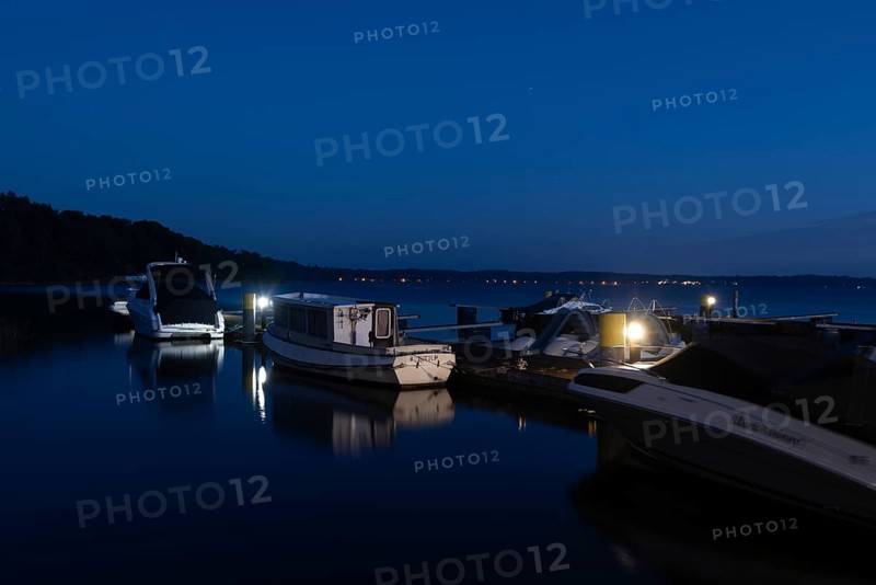 Motorboats on Lake Plau, Ganzlin, Mecklenburg-Western Pomerania, Germany, Europe