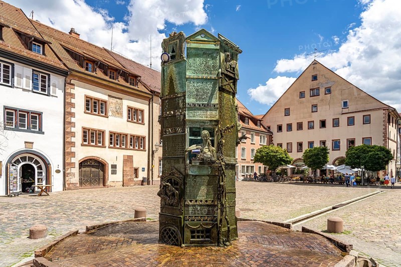 Münsterbrunnen fountain on Münsterplatz in Villingen-Schwenningen, Black Forest, Baden-Württemberg, Germany, Europe
