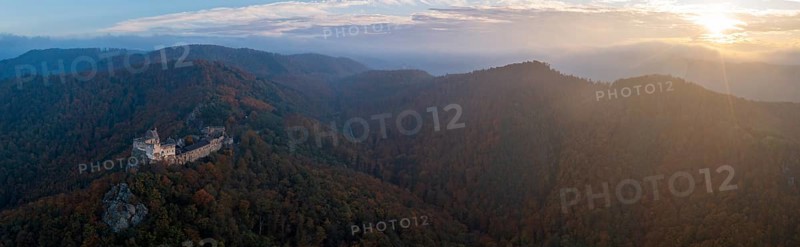 Aggstein castle ruins at sunrise, Schönbühel-Aggstein, Wachau, Lower Austria, Austria, Europe