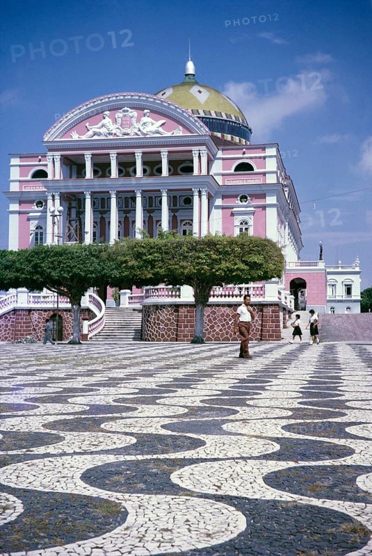 The Amazonas Theatre, built in 1895, Teatro Amazonas, historic opera house, Manaus, Brazil 1962 Architect Celestial Sacardim Architecture from the Belle Époque of the nineteenth-century rubber industry
