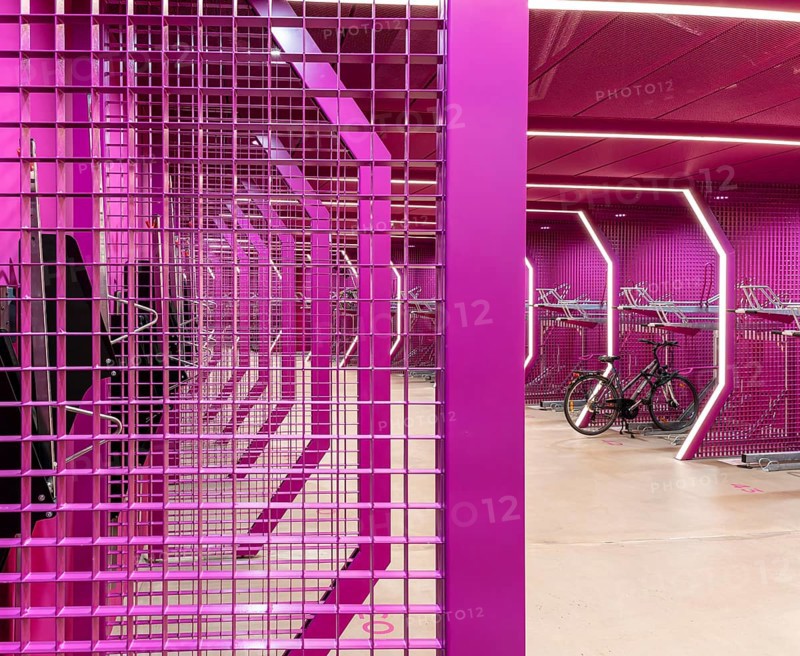 Underground car park for bicycles, redesigned Potsdamer Platz station, Sony Center, Berlin, Germany, Europe
