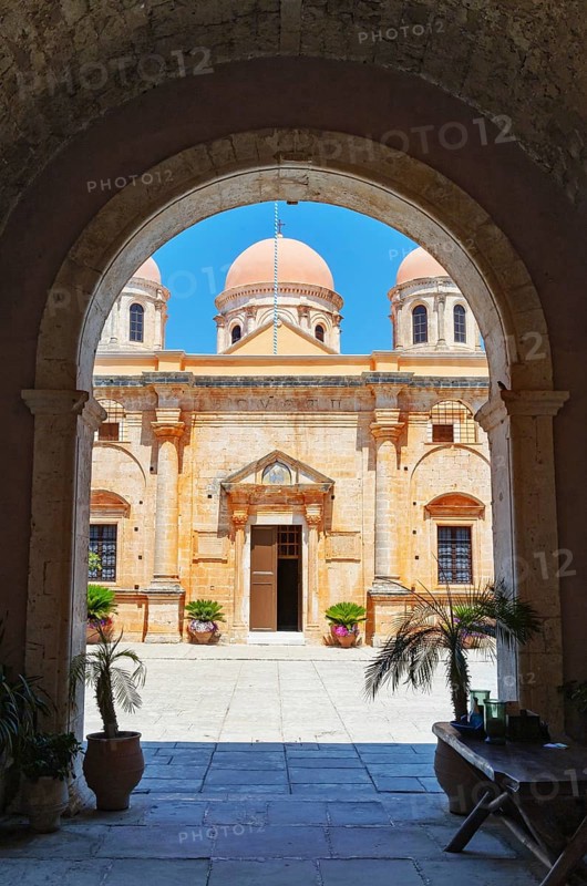 View of Agia Triada Monastery, Akrotiri Peninsula, Chania, Crete, Greek Islands, Greece, Europe