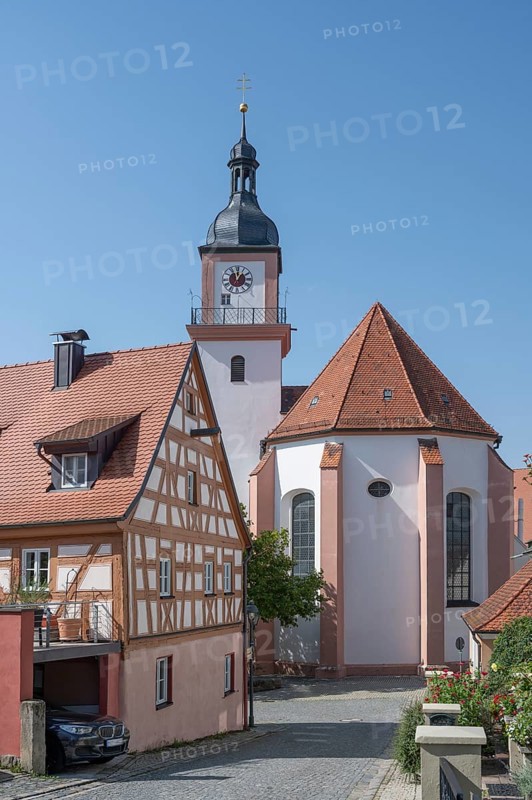 Parish church of St. John the Baptist, built in 1475 as a Gothic church, baroqueised from 1732 to 1755, Hiltpoltstein, Middle Franconia, Bavaria, Germany, Europe