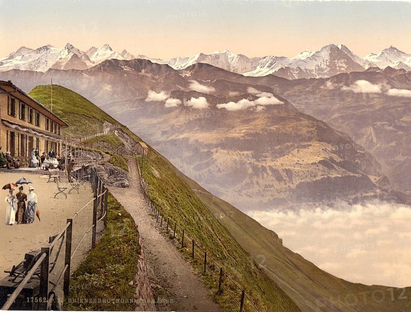 Brienzer Rothorn, Terrace, Bernese Oberland, Switzerland, Historic, digitally restored reproduction from a 19th century original, Record date not stated, terrace, Bernese Oberland, Switzerland, Historic, digitally restored reproduction from a 19th century original, Record date not stated, Europe